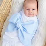 Bow Swaddle Seersucker - Breakers Blue