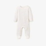 Elegant Baby Rib Star Organic Cotton Jumpsuit White