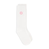 Embroidered Knee High Socks, Pink Daisy