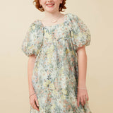 Hayden Floral Organza Puff Sleeve Dress