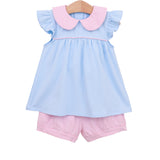 Genevieve Bloomer Set - Light Pink Stripe/ Light Blue