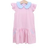 Genevieve Dress - Light Pink Stripe/ Light Blue