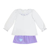 Heart Smiley Skort Set, White Knit