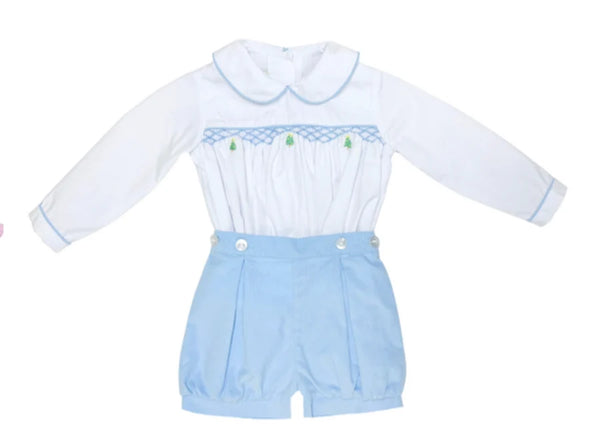 Christmas tree Adam shorts set white Broadcloath