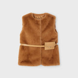 Girl Faux Fur Vest with Belt