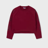 Girl Sleeve Detail Sweatshirt, Cherry