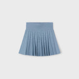 Girls Pleated Knit Skirt, Sky Blue