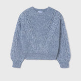 Girl Braided Sweater, Indigo