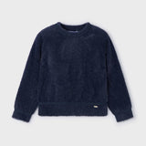 Girl Fur Sweater, Navy