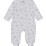 Springtime Bunny Fun Zip Footie Blue
