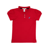 Little Miss Prim & Proper Polo & Onesie Richmond Red with Barbados Blue Stork