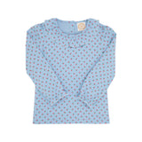 Long Sleeve Ramona Ruffle Collar Shirt Barrington Blue Midway Micro Floral with Palmetto Pearl