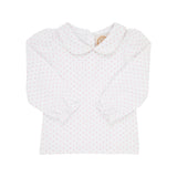 Maude's Peter Pan Collar Shirt & Onesie (Long Sleeve Pima) Sandpearl Pink Microdot