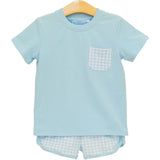 Madden Short Set - Light Blue Gingham