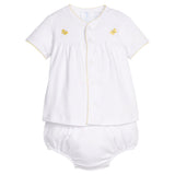 Pinpoint Layette Knit Set - Bee
