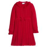 Pointelle Sweater Dress - Red