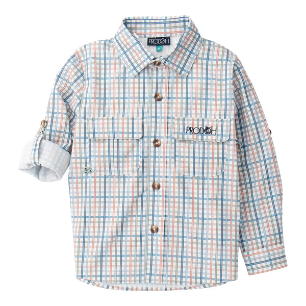 Founder's Kids Long Sleeve Fishing Shirt, Arona Sullivan's Island Plaid