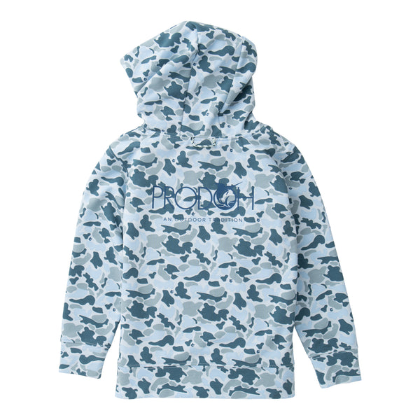Kid's Pro Performance Hoodie Tshirt, Cool Blues Break Point Camo