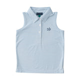 Girls' Sleeveless Pro Performance Polo - Clear Sky Stripe