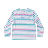 Kids' Long Sleeve Pro Performance Fishing T-Shirt - Fuchsia Pink Multi Stripe