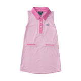 Girls' Sleeveless Pro Performance Polo Dress - Fuchsia Pink Stripe