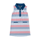 Girls' Sleeveless Pro Performance Polo Dress - Americana Stripe