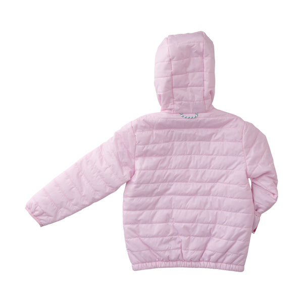 Girl’s Hooded Puffer Jacket, Pink Tulle