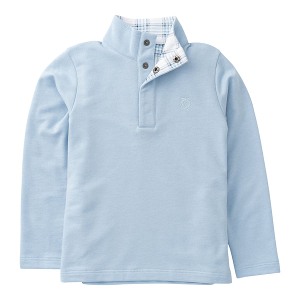 Boy's Sporty Snap Pullover, Cashmere Blue