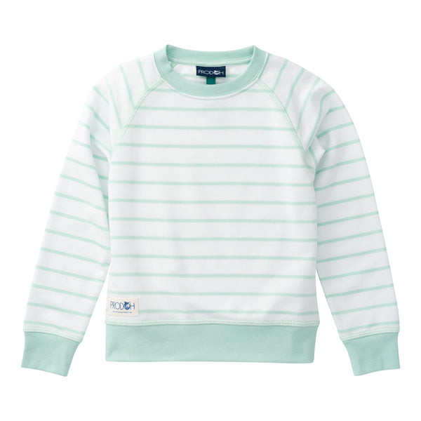 Girl's Crew Control Sweatshirt, Mint Green Stripe