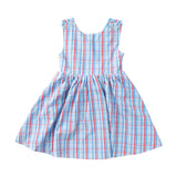 Girls Cross Back Dress Patriotic Plaid
