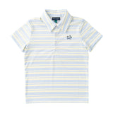 Boy's Short Sleeve Pro Performance Polo Yellow Pear Windsurfer Stripe