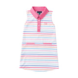 Girls Sleeveless Pro Performance Polo Dress Sunkissed Stripe