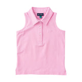 Girls Sleeveless Solid Cotton Polo Pink Frosting