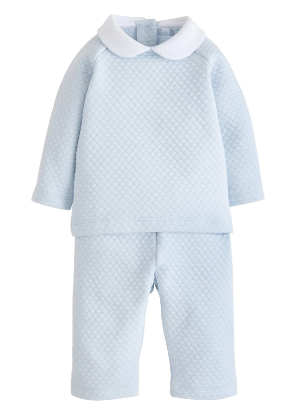 Light Blue Quilted Pant Set
