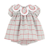 Holiday Check Petal Dress Grey