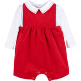 Holly Jolly Velvet Boy Overall, Red