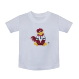 White Knit Shirt with Garnet/Black Applique