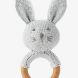 Pale Blue Knit Bunny Rattles