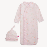 Pink Serene Safari Gown Hat Set with Ruffles