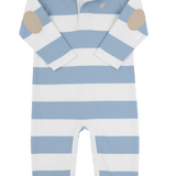 Sir Proper's Rugby Romper Large Barrington Blue Stripe/Keeneland Khaki/Worth Ave White