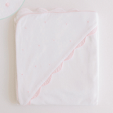 Hooded Towel, Pink Embroidered Dots