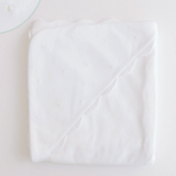 Hooded Towel, Ecru Embroidered Dots