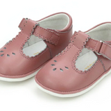Dottie Scalloped T Strap Mary Jane Baby Shoe, Vintage Rose