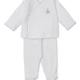 Noah's Ark Printed Footed Pant Set Light Blue