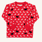 Cassidy Comfy Crewneck Quilted - Baa Baa Black Sheep/Richmond Red