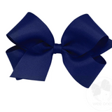 Medium Classic Grosgrain Hair Bow (Plain Wrap), Light Navy