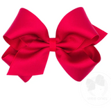 King Crepe Satin with Grosgrain Underlay Hair Bow, Red