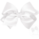 King Crepe Satin with Grosgrain Underlay Hair Bow, White