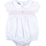 Blessed Pink Smocked Collared S/S Girl Bubble