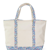 Maxi Tote Natural with Bridgehampton Floral Trim